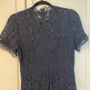 Navy straight lace short sleeve dress